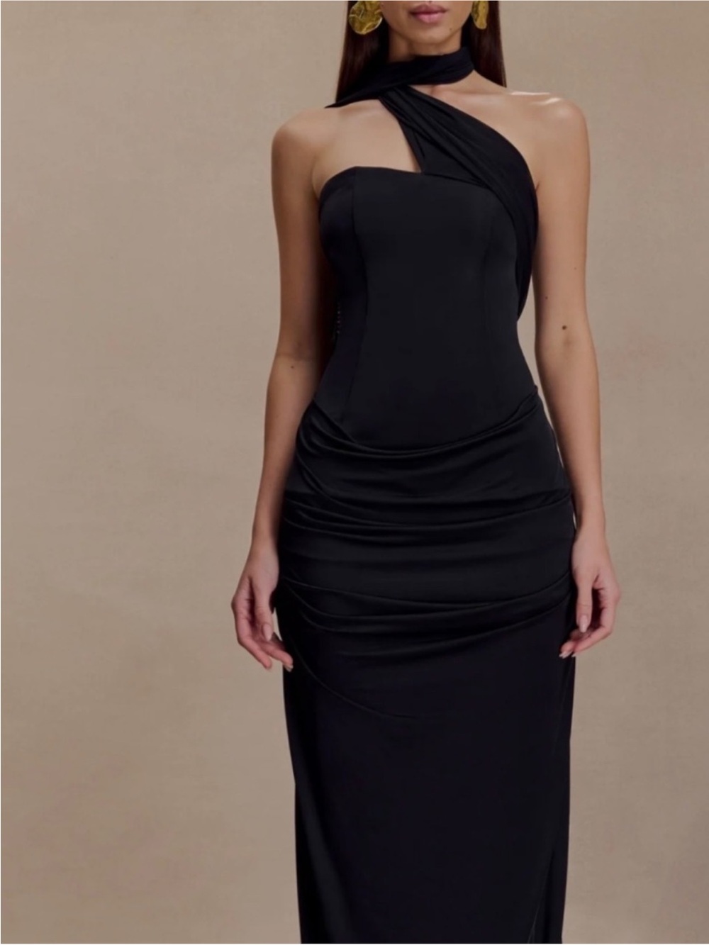 Meshki Mattea Slinky And Mesh Maxi Dress With Scarf